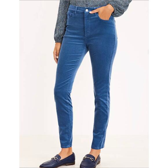 Loft womens 10 the skinny high rise blue lightweight corduroy pants new with tag - Picture 2 of 7
